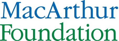 Blue and green logo that reads MacArthur Foundation