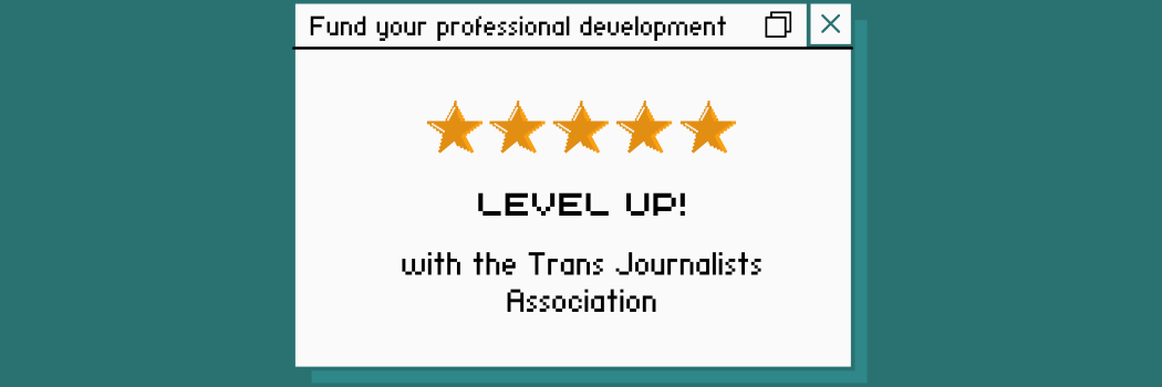 Teal banner with 8-bit computer window that has five stars on it and reads "Level up! with the TJA"